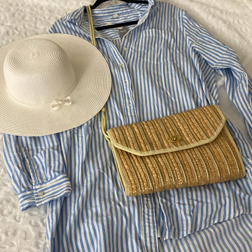 Aerie Blue and White Striped Button Down Shirt